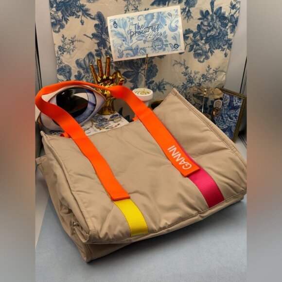 🆕 GANNI 🧿 NWT Medium Recycled Tech Tote, Tan & Orange - Picture 11 of 11
